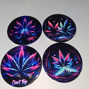 Neon Color Marijuana Leaf Coasters