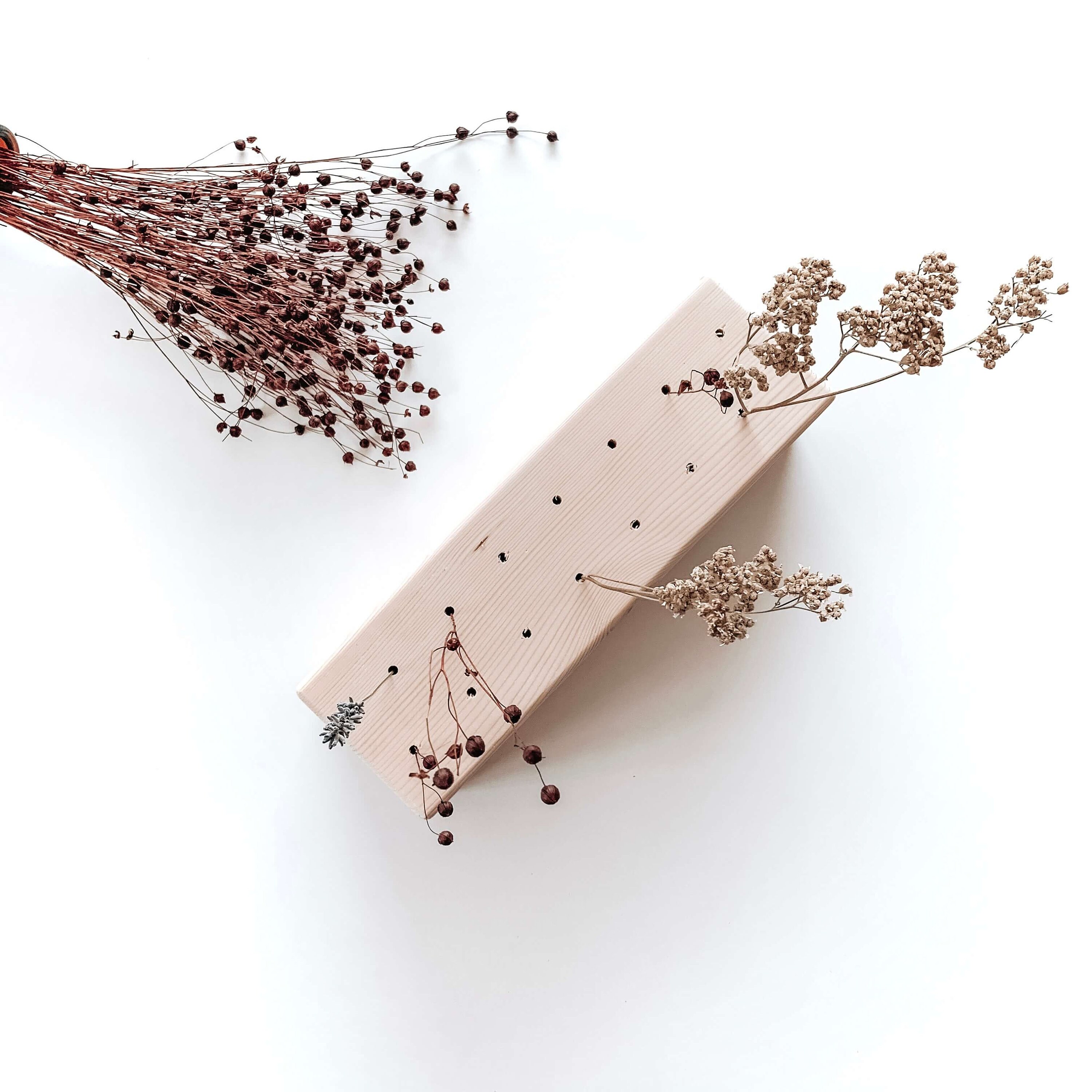 Grand Soliflore Barre de Fleurs en Bois Brut 30 X 9 cm Le Bourgeon