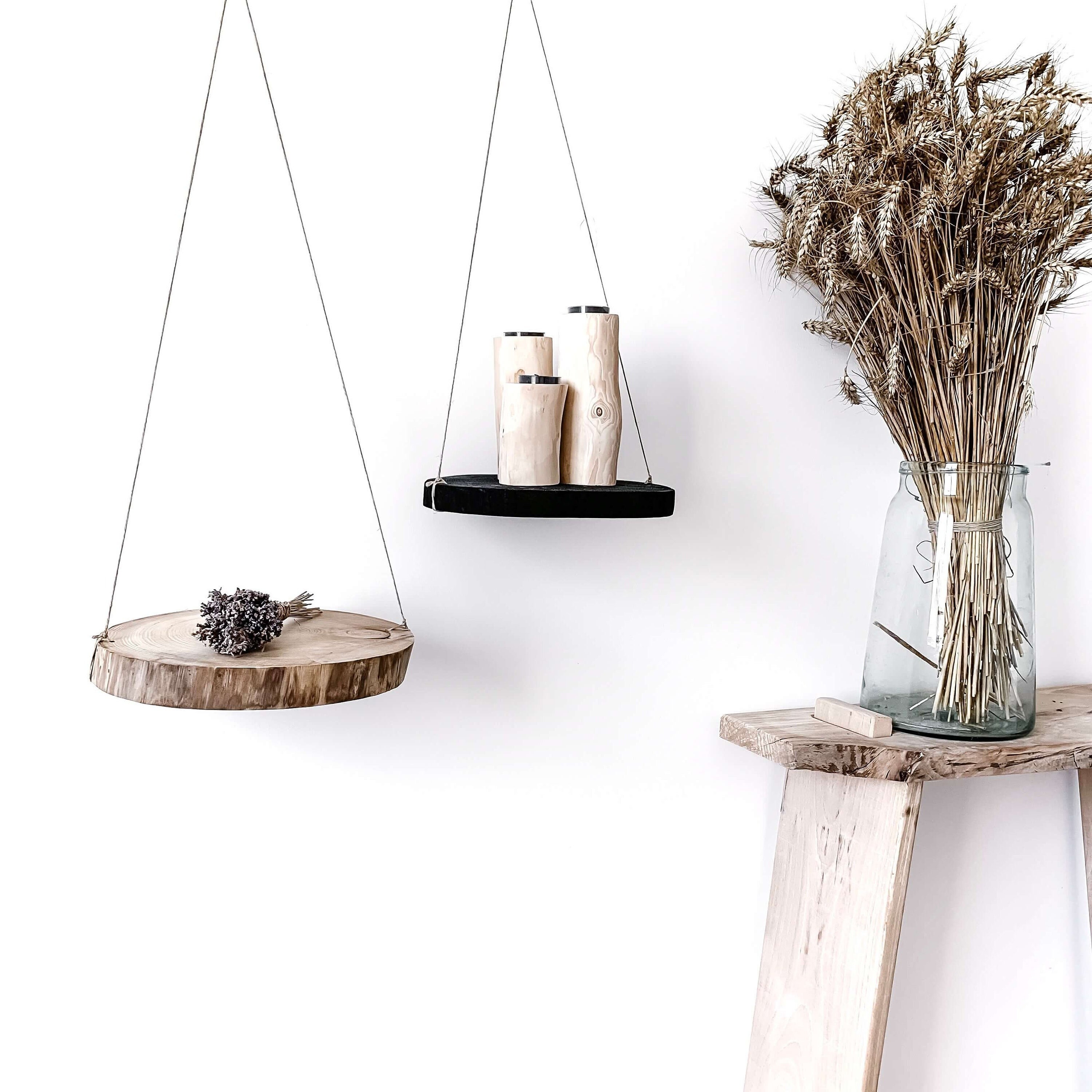 Etagère Murale Ronde en Bois Naturel | Tronc d'arbre 26 X H 3, 5 cm La Liane