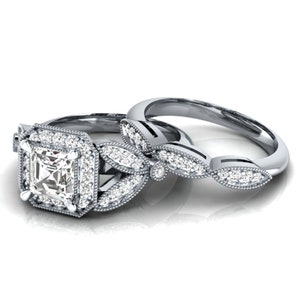 3.62 Ct White Princess Cut Lab-Created Diamond Engagement Ring, Bridal Ring Set, 925 Sterling Silver Ring, Valentines Gift, Mothers Day Gift