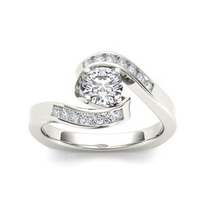 2.35 Ct White Round Cut Lab-Created Diamond Bypass Style 925 Sterling Silver Engagement Ring, Valentine&#39;s Gift Ring, Mother&#39;s Day Gift Ring