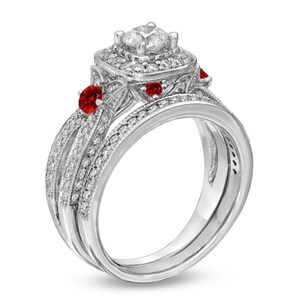 2.66 Ct White Round Cut Lab-Created Diamond Halo Style Bridal Engagement Ring Sets, 925 Sterling Silver Ring, Valentine&#39;s Gift, Gift For Mom