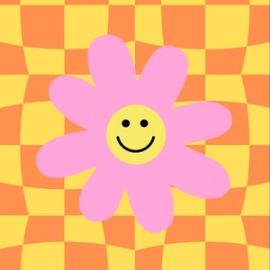 Trendy Checkered Flower Wall Art