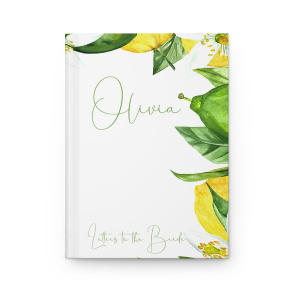 Lemon Bridal Shower Guest Book, Letters to the Bride Book, Lemon Theme , Personalized Journal, Vintage Lemon Book with Name,