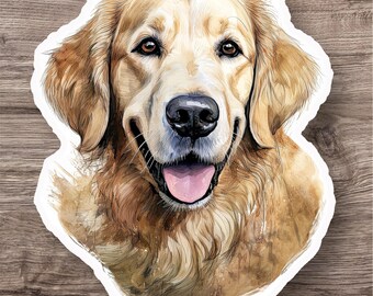 Adesivo Golden Retriever sorridente: regalo impermeabile per gli amanti dei cani