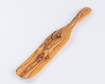 Spurtle de madera de olivo, cucharas de madera, utensilios de madera, madera de olivo, madera natural, madera rústica, hecho a mano, madera tunecina