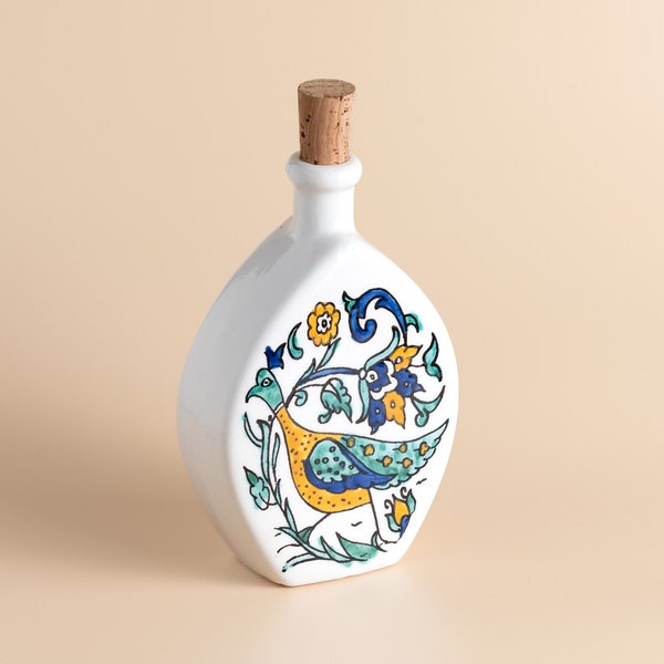 Pottery Oil Bottle, Ceramics, Handmade, Moroccan Design, Vinegar Bottle, Tunisian Pottery, Mediterranean Kitchen Decor, Ceramic Bottle