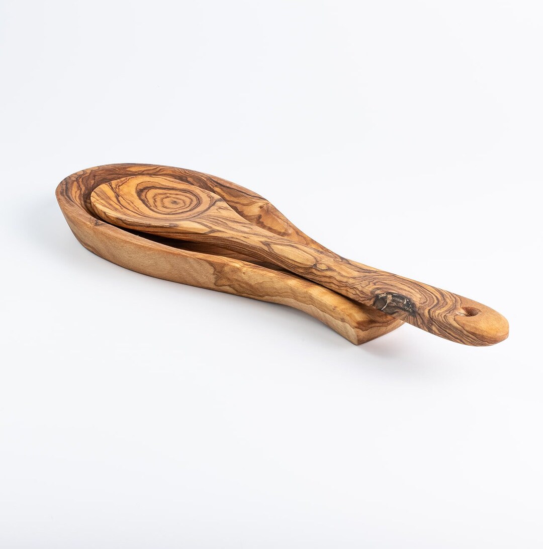Olive Wood Spoon Rest, Wooden Spoon Rest, Spoon Holder, Housewarming