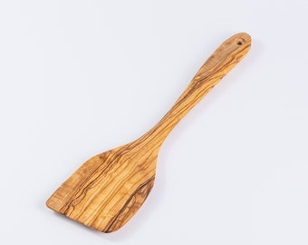 Espátula Plana de Madera de Olivo, Cucharas de Madera, Utensilios de Madera, Madera de Olivo, Madera Natural, Madera Rústica, Hecho a Mano, Madera Tunecina, Espátula de Madera