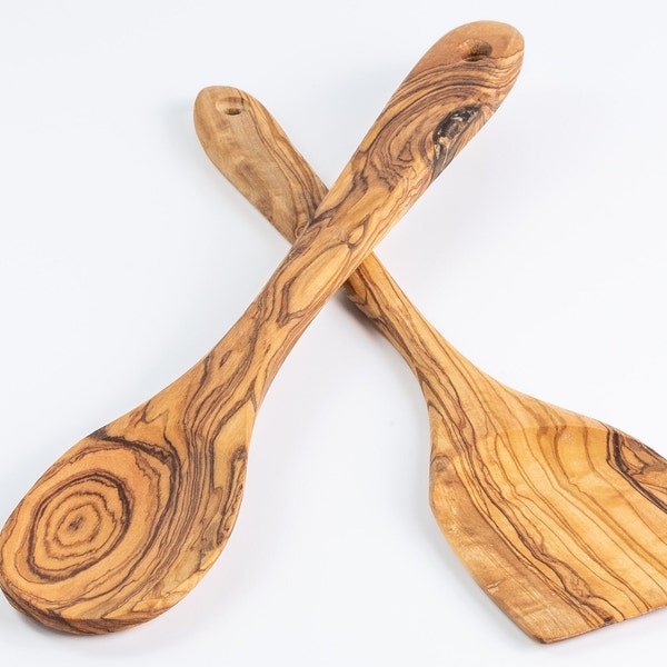 Olive Wood Utensils Set, Wooden Spoons, Wooden Utensils, OliveWood utensil, Natural Wood, Rustic Wood, Tunisian Wood, Wooden Utensil