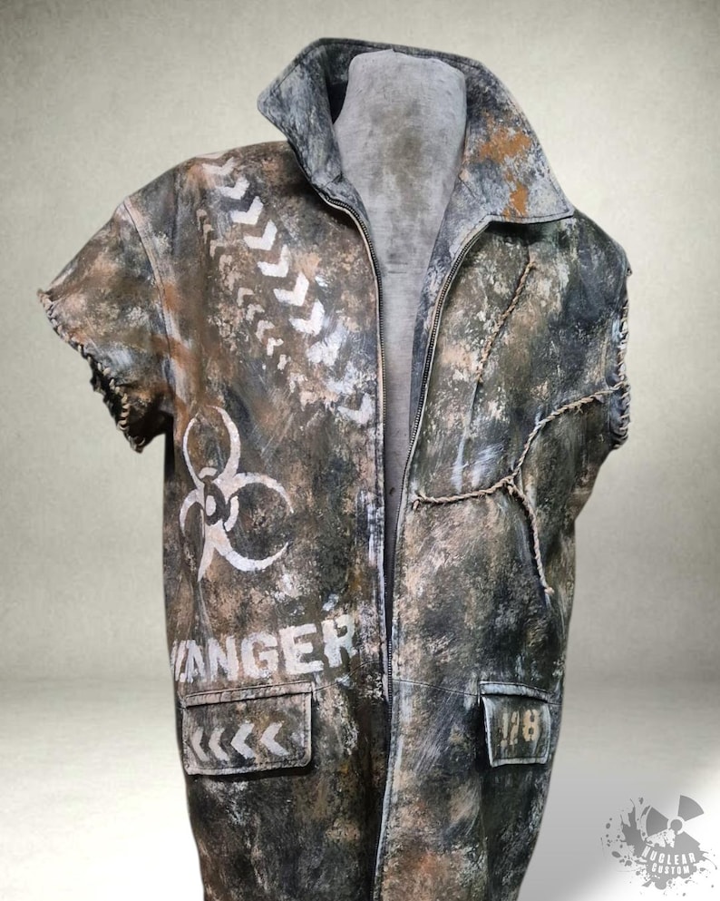 Biohazard Wasteland Vest – Real Leather Post-apo Jacket With Hand ...
