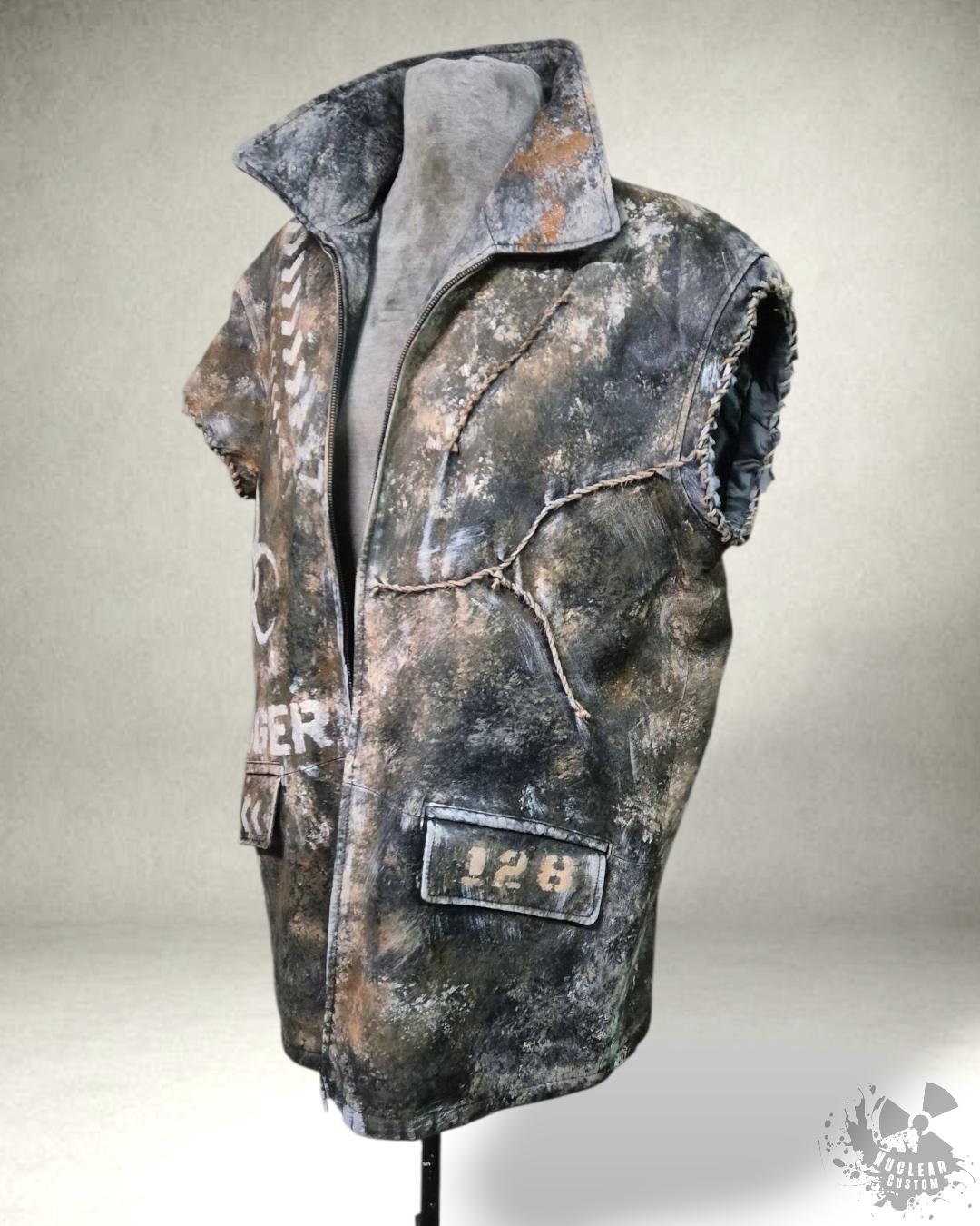 Biohazard Wasteland Vest – Real Leather Post-apo Jacket With Hand ...