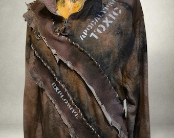 Hand-Customized Post-Apocalyptic Radioactive Zone Sweatshirt – Wasteland LARP Costume