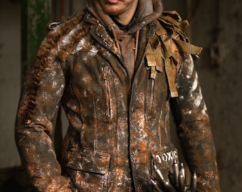 Apocalypse men's Jacket Real Leather #6 - Madmax - Wasteland - Fallout - Metro Exodus - Stalker