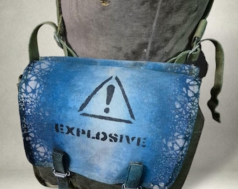 EXPLOSIVE – Post-Apocalyptic Shoulder Bag | Hand-Painted Hazard Warning