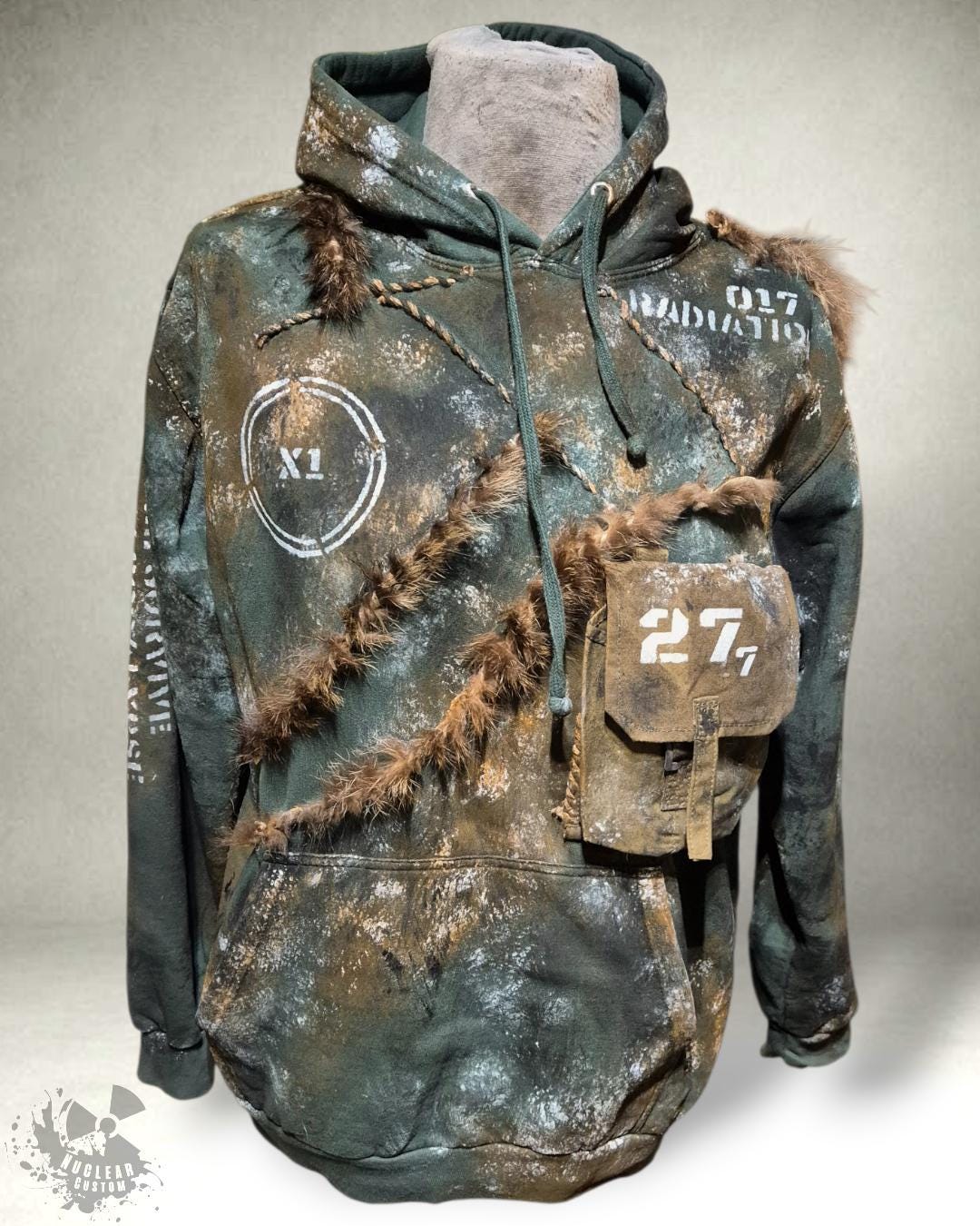 Post-apocalyptic Hoodie “toxic Zone” With Fur and Utility Pouch ...