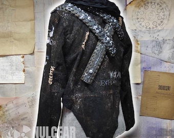 Cropped Post-Apocalyptic Jacket with tire - Rugged Survival Style