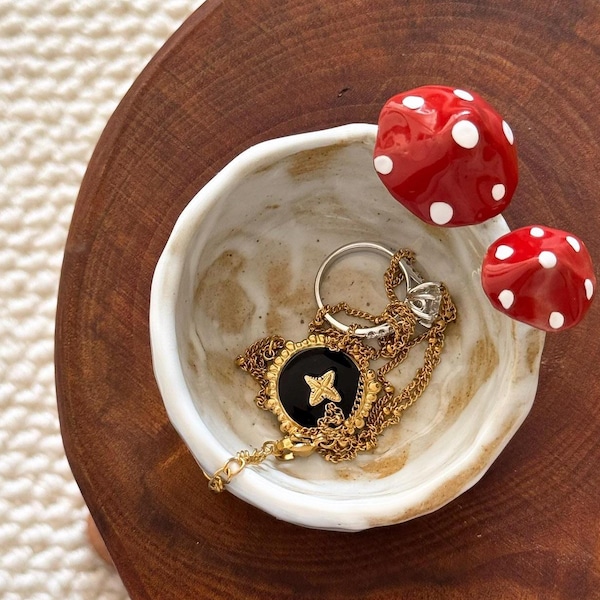 Custom Mushroom Trinket Handmade Cottage Core Jewelry Holder Christmas Gifts for Her