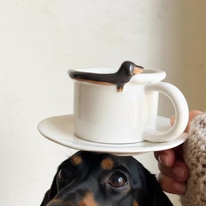 Dachshund Mug Handmade Ceramic Mug Pottery, Doxie Coffee Mug Cute Dachshund Gift For Dog Mom Mug, Sausage Dog Lover Gifts For Weiner Dog Dad