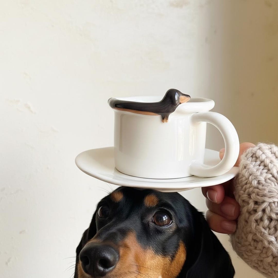 Dachshund Mug Handmade Ceramic Mug Pottery, Doxie Coffee Mug Cute