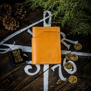 Cartera de cuero de lujo de grano completo personalizada hecha a mano grande de cuero plegable billetera mano puntada padrino regalo EDC padre marido hecho en EE. UU.