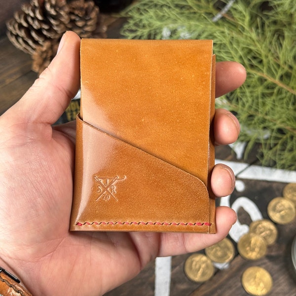 Shell Cordovan Natural Wallet Luxury Handmade Leather Minimalist Wallet Front Pocket Groomsman Gift EDC Father Husband Made in USA