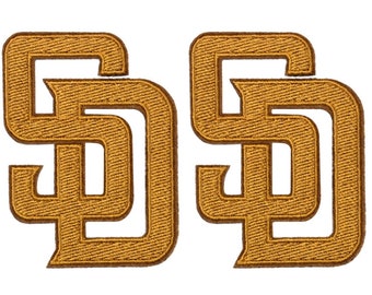 Iron on Patches SD San Diego Letter - Pack of 2 - Baseball Padres Patch for Jersey, Shirts, Jackets, Hats, Jeans, Bags (Size 2" x 3")