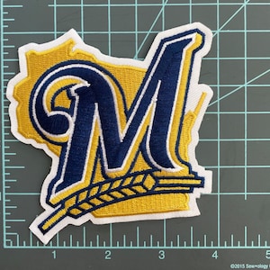 Vintage Milwaukee Brewers Jersey Blue Gold White Embroidered Adult Large  25x32