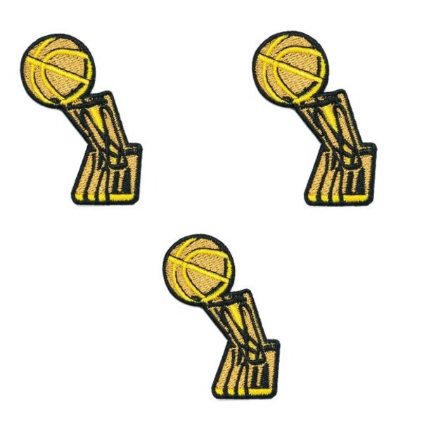 Basketball Trophy Iron-On Patches - Set of 3 Embroidered Appliques, 2.5" x 2", Celebrate NBAFinals Victories on Jerseys, Bags, Hats, Shirts