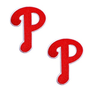 Iron on Patches Philadelphia Phillies Letter P Pack of 2 Baseball Patch for Jersey, Shirts, Jackets, Hat, Jeans, Bags Size 2.5 x 3.5 image 1