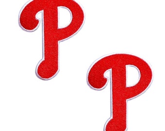 Iron on Patches Philadelphia Phillies Letter P - Pack of 2 - Baseball Patch for Jersey, Shirts, Jackets, Hat, Jeans, Bags (Size 2.5" x 3.5")