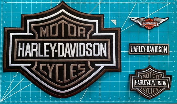 Gray Harley Davidson Patch Motorcycle Embroidered Large Iron on