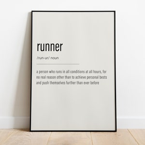 Runner Definition Print | The Definition of a Runner | Gift for Joggers | 6 Artwork Sizes + Digital File Option