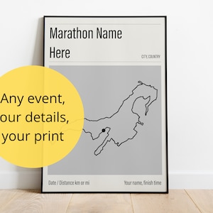 Impression marathon personnalisée | N'importe quel événement, n'importe quel endroit | Poster personnalisé de carte de route | Cadeau pour les coureurs | 5 choix de couleurs | Poster Carte de course à pied