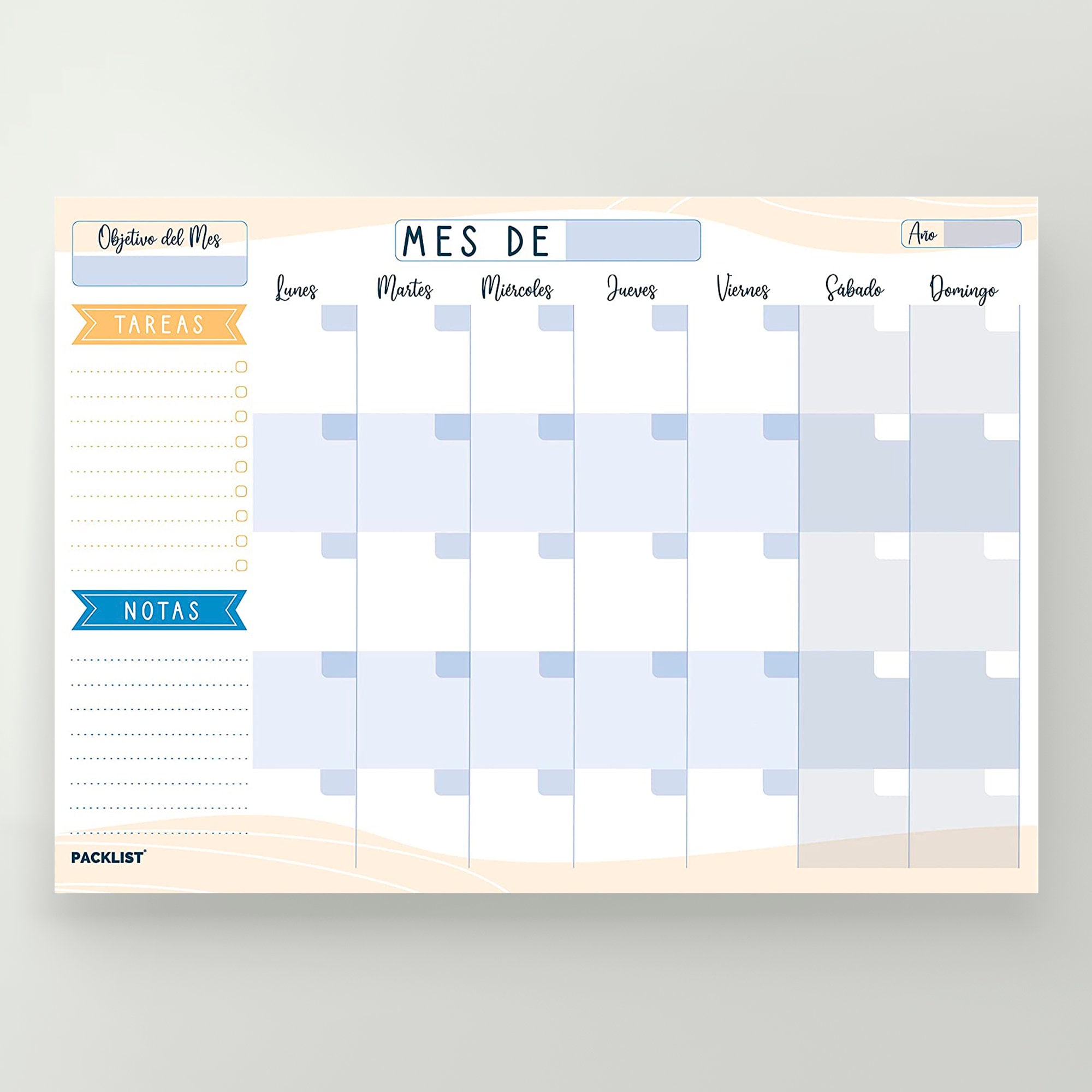 idioma español no garantizado sin fecha color Tropical Mint Bloc calendario planificador mensual Paperian para escritorio 