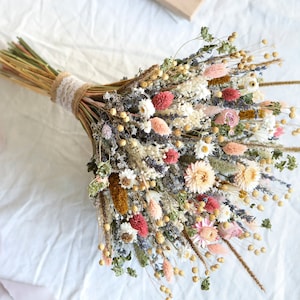 XYXCMOR Natural Dried Flowers Bouquet Real Touch Dried Roses with Stems  Dried Babys Breath with Dried Lavender Bundles for Wedding Gift Home  Kitchen