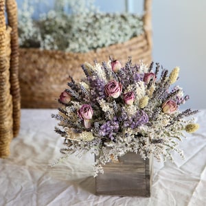 Lavender & Dried Roses Table Centerpiece l Lavender Home Decor l Dried Lavender l Lavender Arrangement l Gift For Her