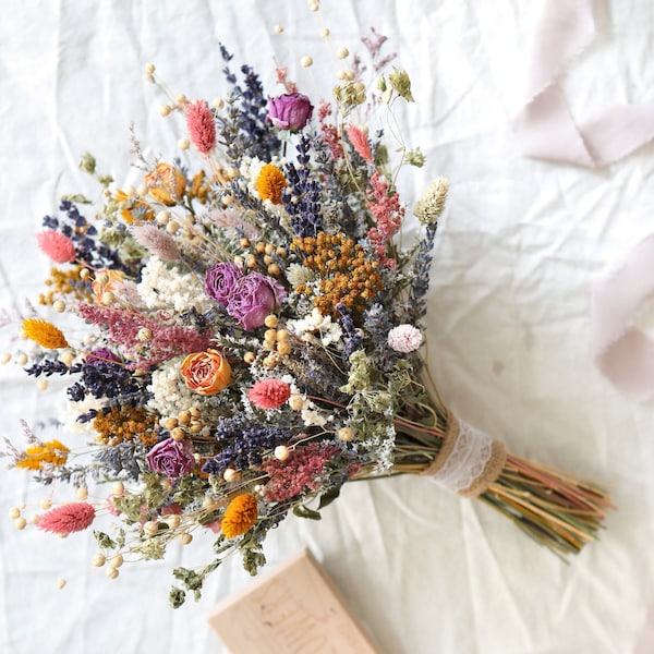 Ramo bohemio de primavera l Ramo de flores secas l Ramo de boda l Ramo de novia bohemio