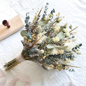 White Roses & Eucalyptus Bridal Bouquet l Olive Green Wedding Bouquet l Sage Boho Bouquet