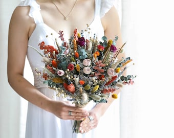 Terracotta Dried Flower Bouquet: Boho Wedding Decor