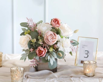 Quicksand Silk Flowers Centerpiece l Blush Pink Centerpiece l Table Centerpiece l Home Decor