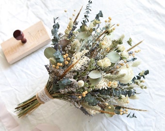 White Roses & Eucalyptus Bridal Bouquet l Olive Green Wedding Bouquet l Sage Boho Bouquet