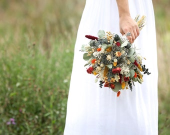 Autumn Colors Boho Bouquet l Dried Flowers Wedding Bouquet l Wedding Flowers Set l Bridal Bouquet