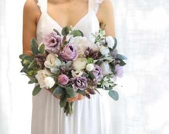 Lavender Silk Flowers Bouquet l Lavender Wedding Bouquet l Bridal Bouquet