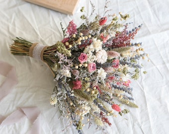 Lavender & Dried Pink Roses Bouquet l Dried Flowers Bridal Bouquet l Boho Wedding Bouquet l Gift For Her
