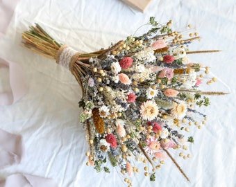 Pfirsich & Lavendel Boho Bouquet l Getrocknete Blumen Bouquet l Boho Brautstrauß l Geschenk für Sie