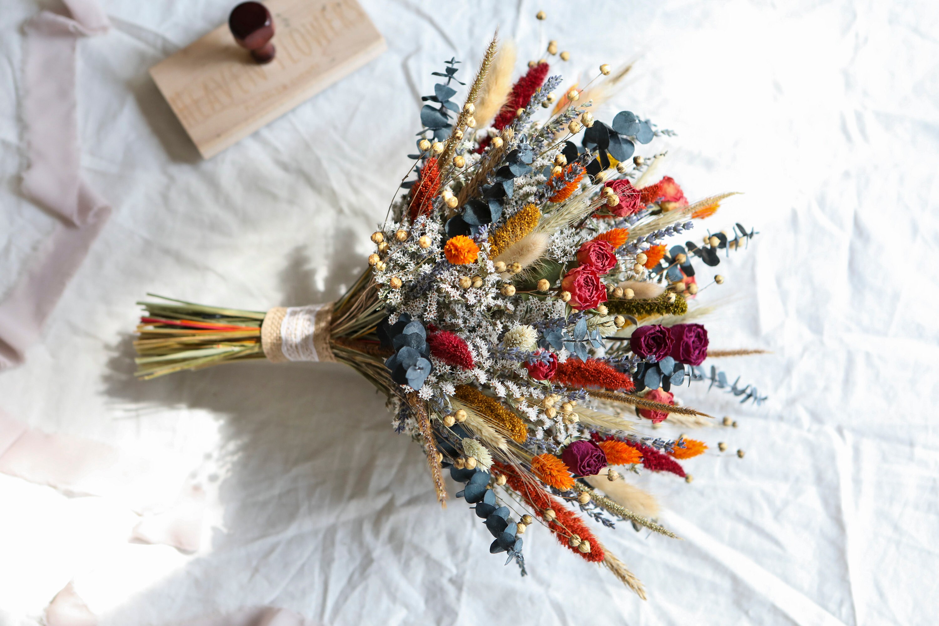 Orange Boho Bouquet l Bridal Bouquet l Dried Flowers Bouquet