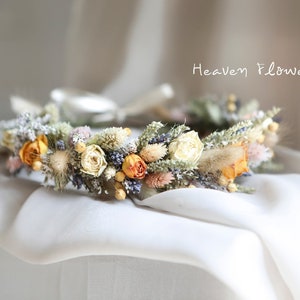 Gelbe Rosen und Lavendel Haarkrone l Getrocknete Blumen Haarkrone
