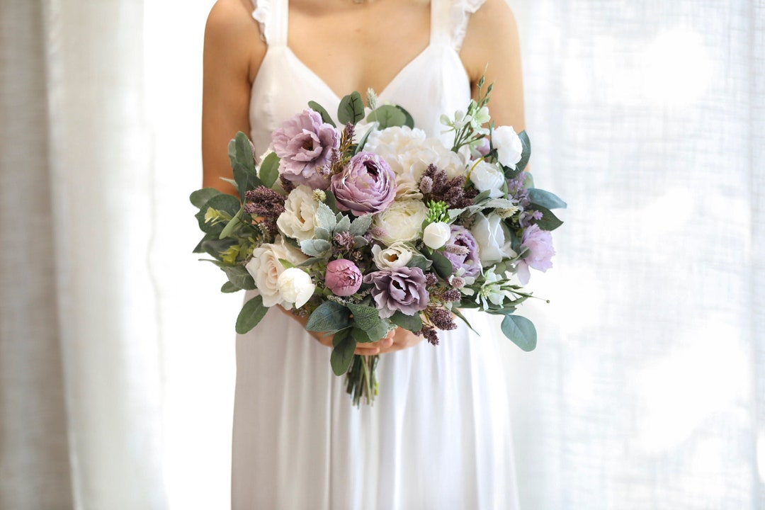 Lavender Silk Flowers Bouquet L Lavender Wedding Bouquet L Bridal