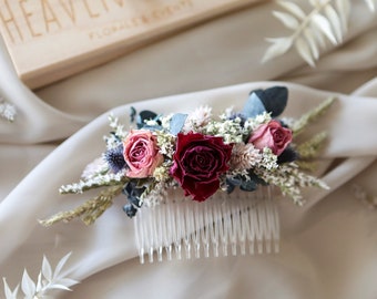 Love Forever Hair comb l Dry flowers comb l Hair Accessories